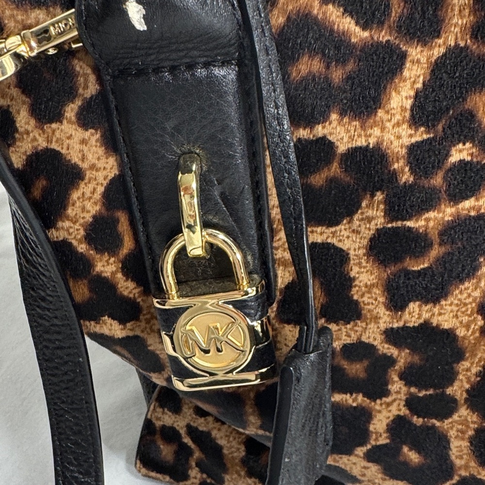 Leopard Print Leather Handbag - image 2